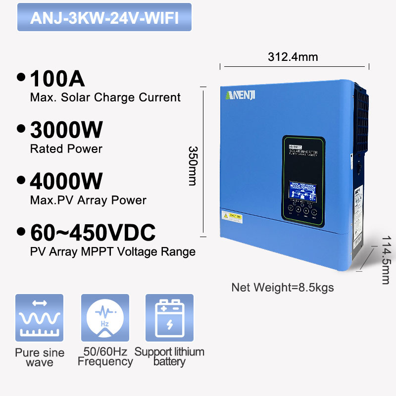 Inverter Pure Sine Wave 60Hz 120V 3000W - 24V 3000W 120V off grid solar